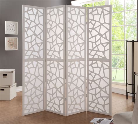 A contemporary version of the classic room dividers, the Arvada 4-Panel Wood Room Divider with a Circle Pattern will be a perfect addition to your home. . 4 panel room divider